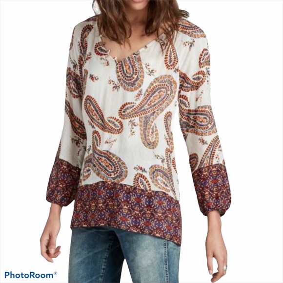 Lucky Brand Tops - Lucky Brand Large Boho Paisley Peasant Blouse